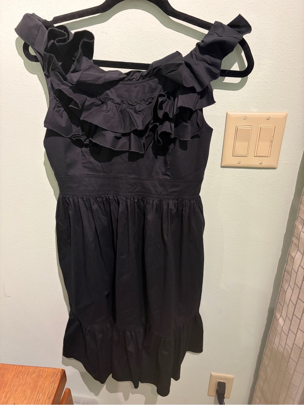Maggy London Black Ruffled Midi Dress